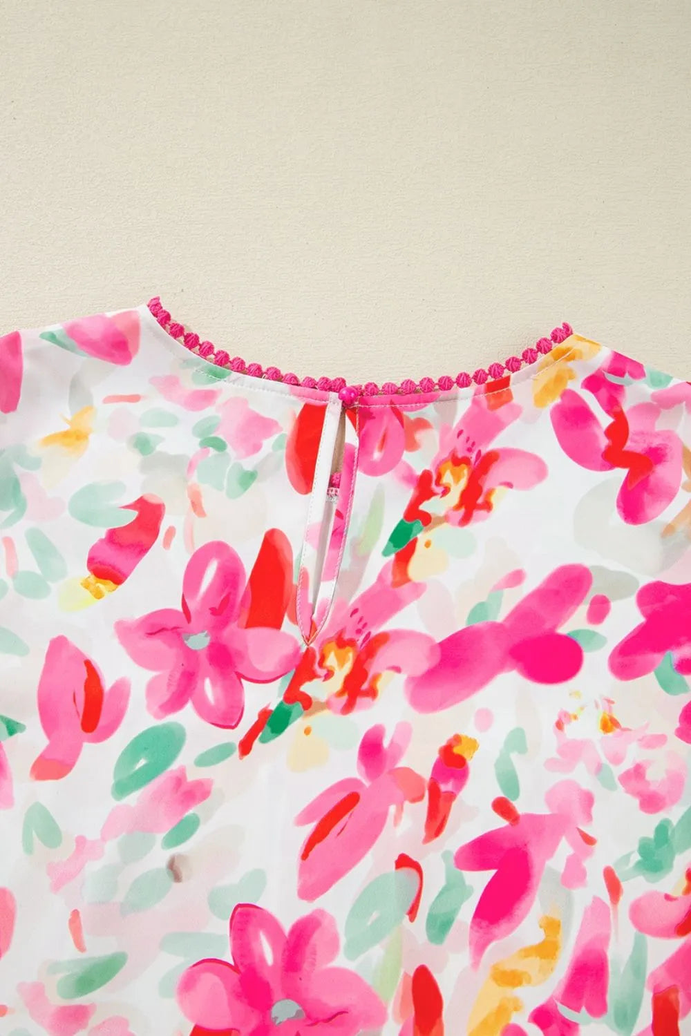 Floral Print Ruffle Sleeve Round Neck Blouse - Concordia Style Boutique