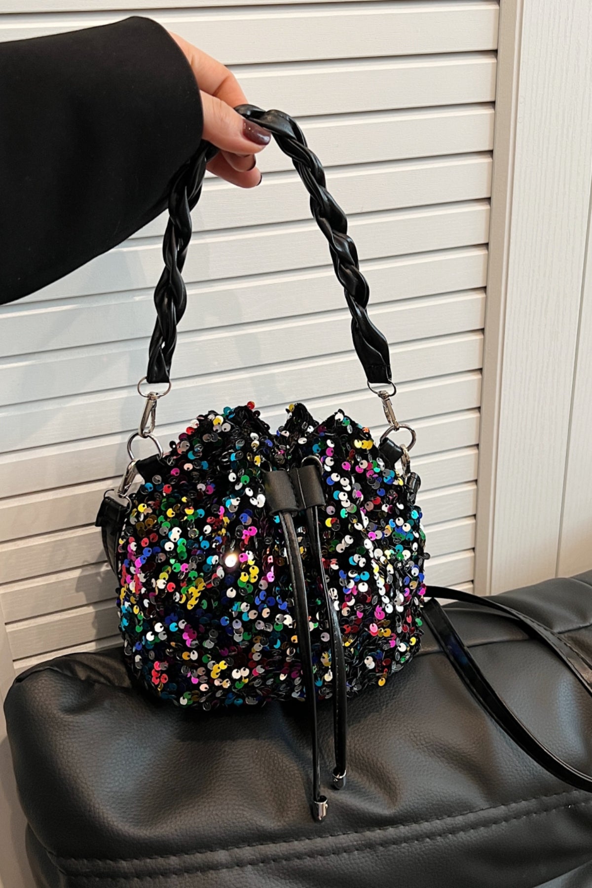 Sequin Drawstring Bucket Bag - Premium Bucket Bag from Concordia Style Boutique - Just $19.34! Shop now at Concordia Style Boutique