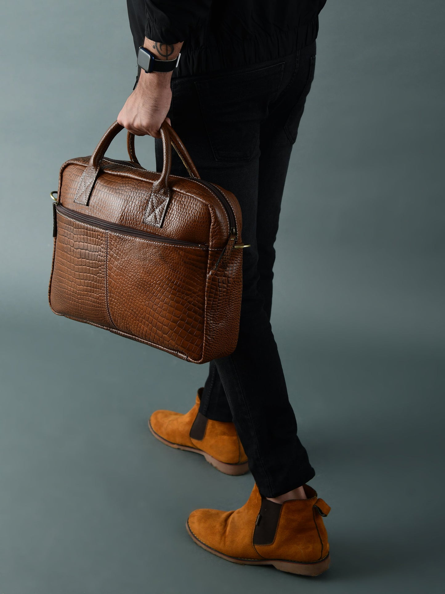 Laurent Leather Briefcase- Brown - Concordia Style Boutique
