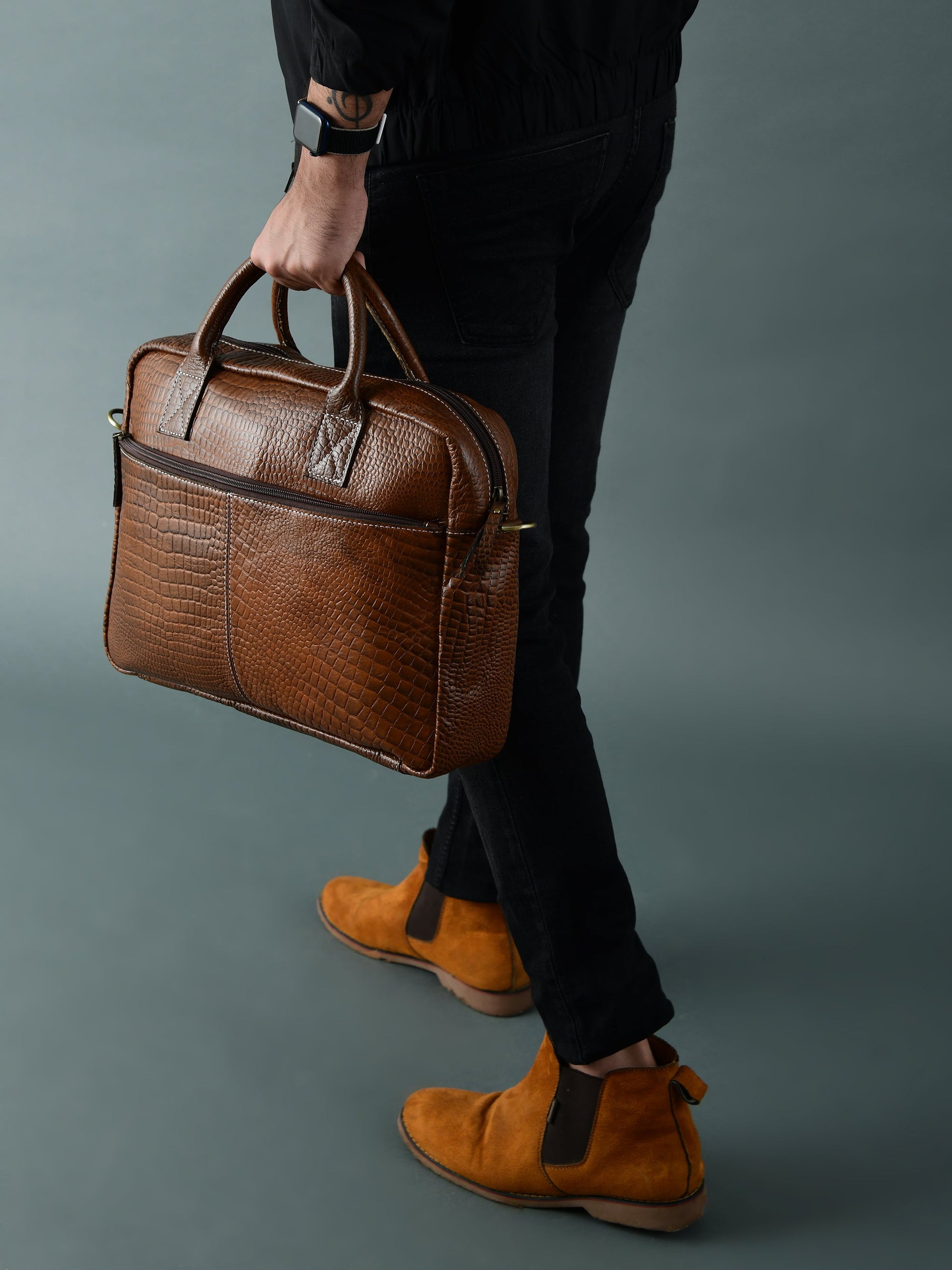 Laurent Leather Briefcase- Brown - Concordia Style Boutique