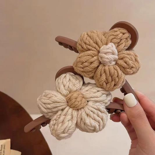 KNITTED FLORAL HAIR CLIP (PAIR) - Concordia Style Boutique