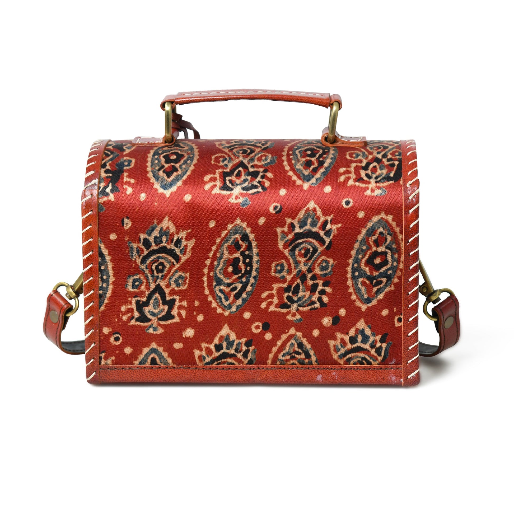Maroon Mystique Ajrakh Satchel Purse - Concordia Style Boutique