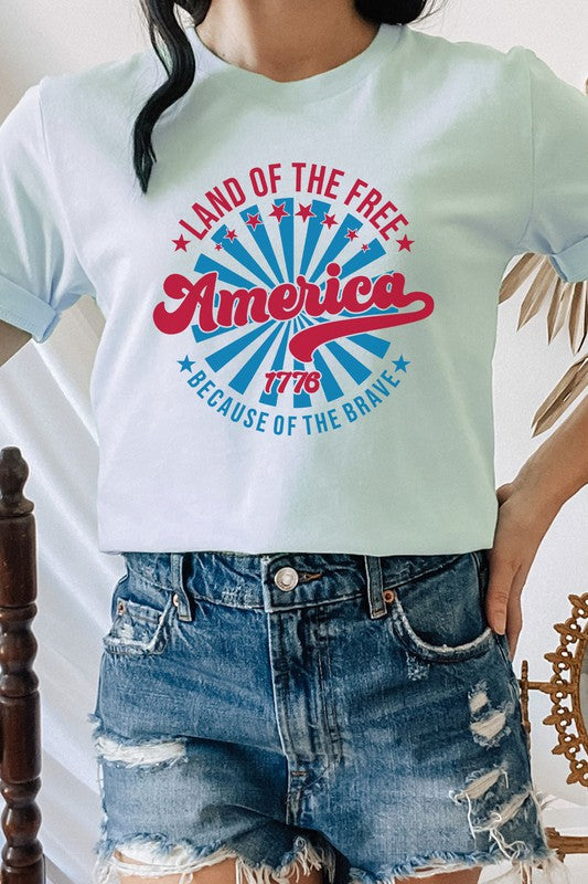 America Land Of The Free Of The Brave Graphic Tee - Concordia Style Boutique