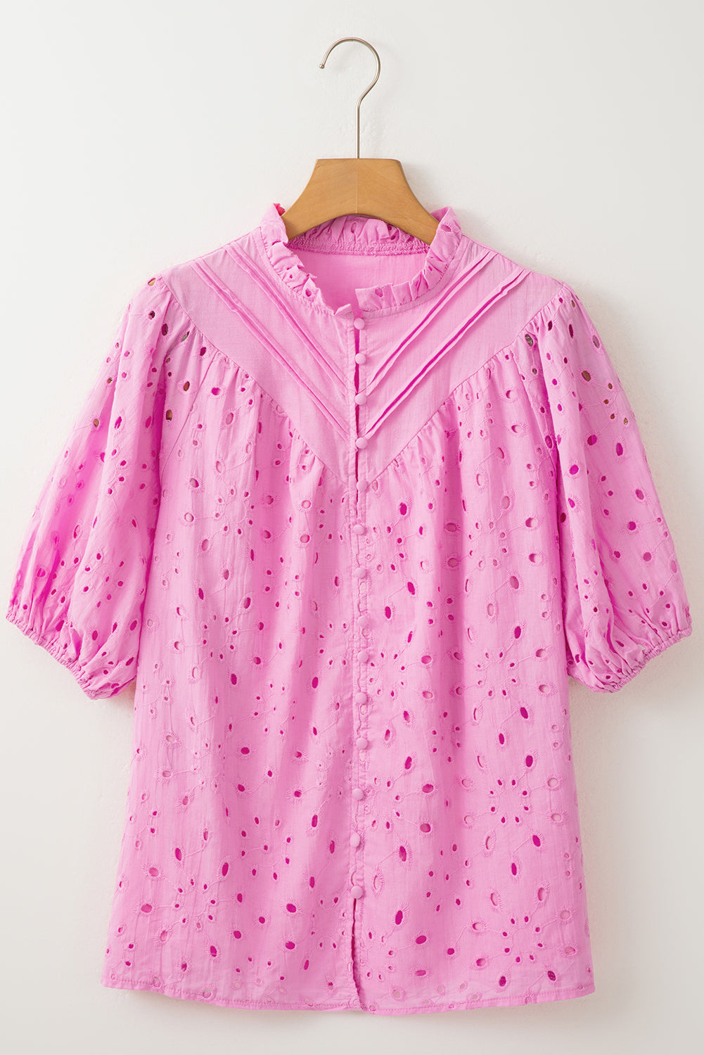 Arielle Embroidered Hollow-out Puff Sleeve Blouse - Concordia Style Boutique