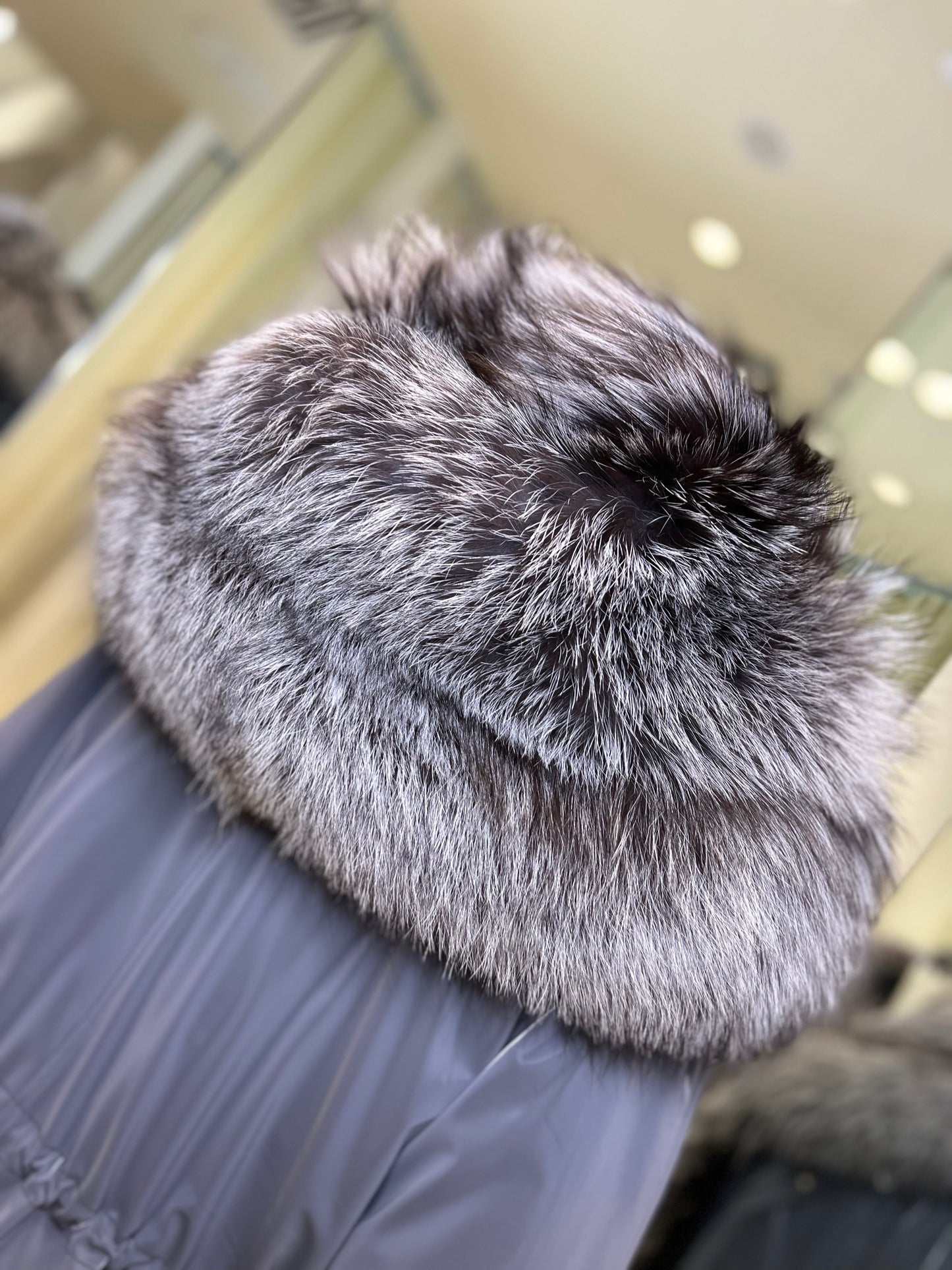 Genuine Silver Fox Fully Lined Hood Rabbit Insulated Parka