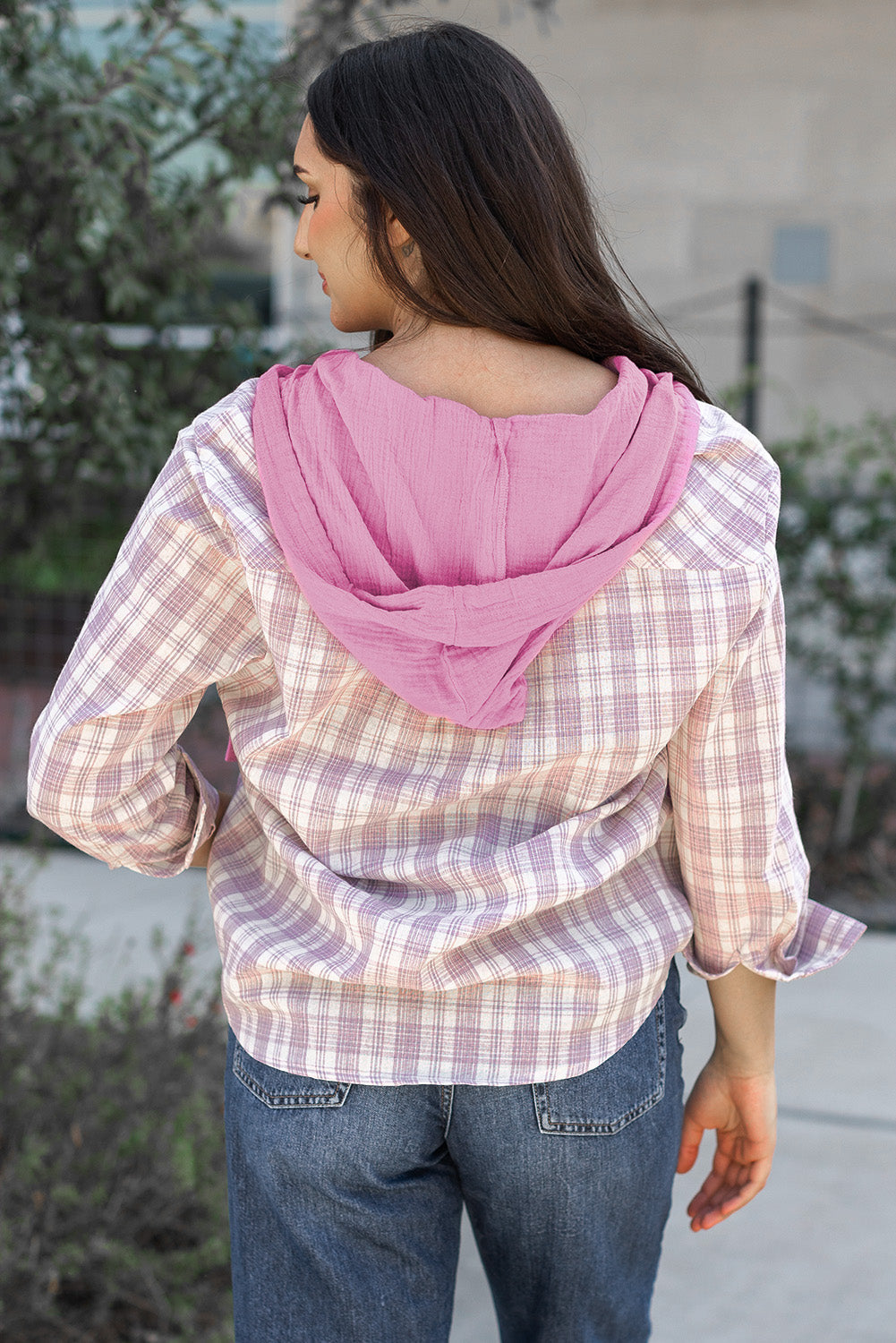 Ariella Checkered Loose Fit Buttoned Hooded Shacket - Concordia Style Boutique