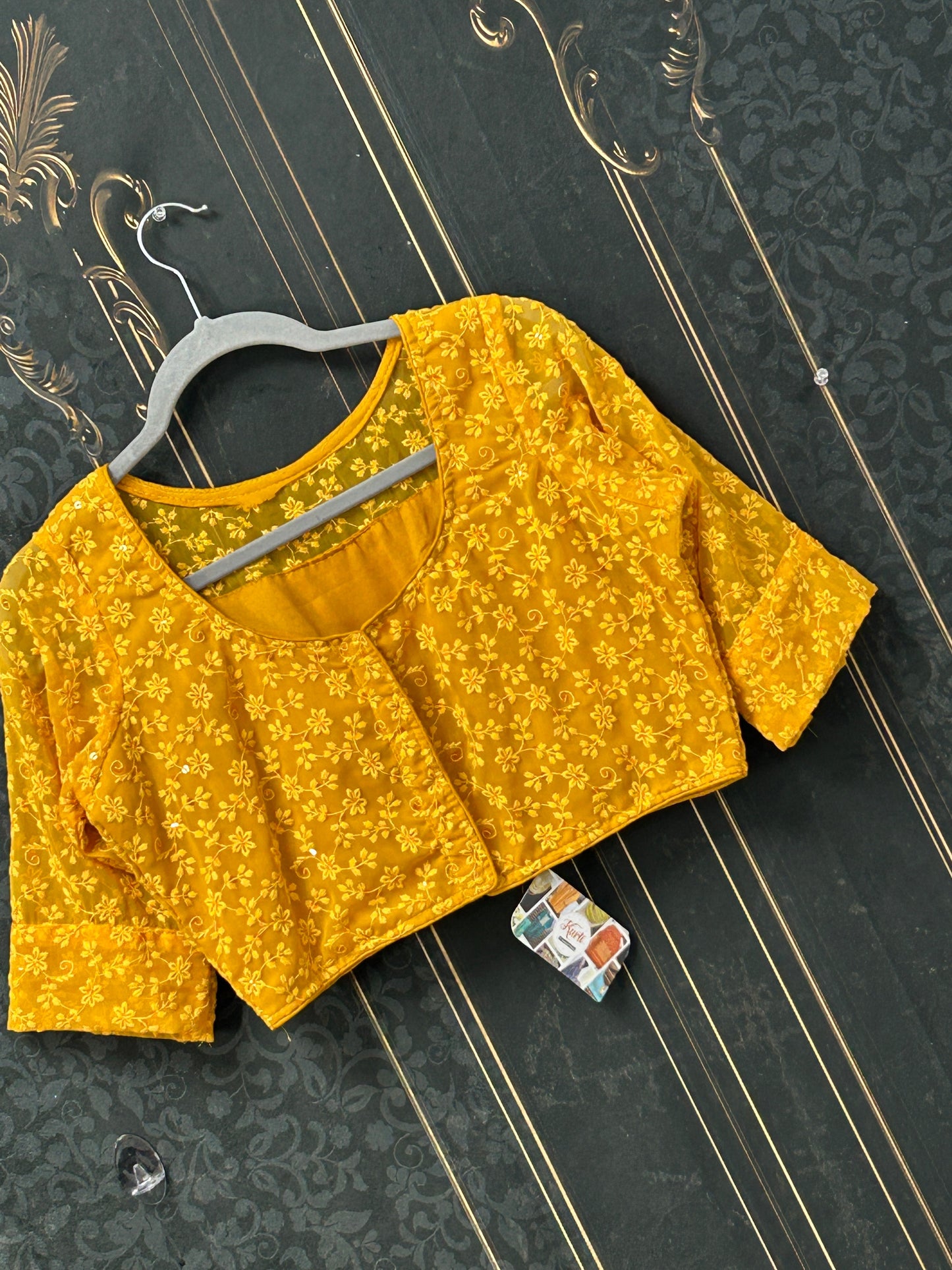 Chikankari blouse : yellow