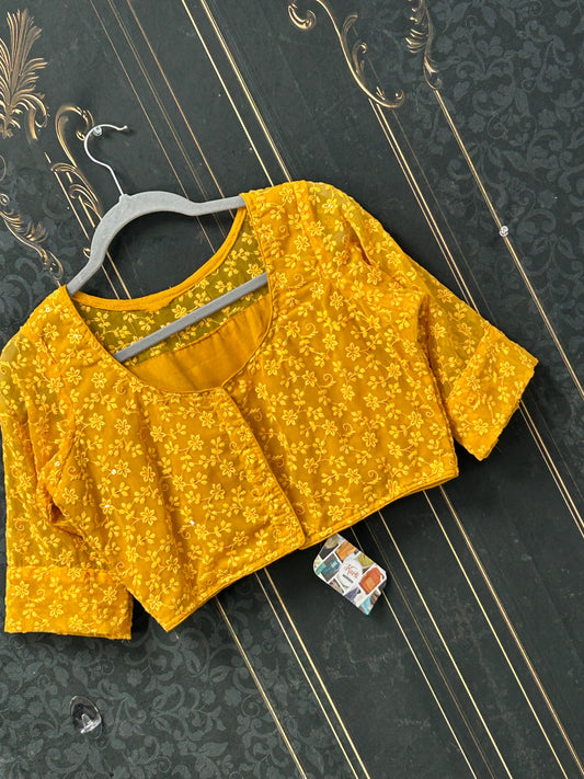 Chikankari blouse : yellow