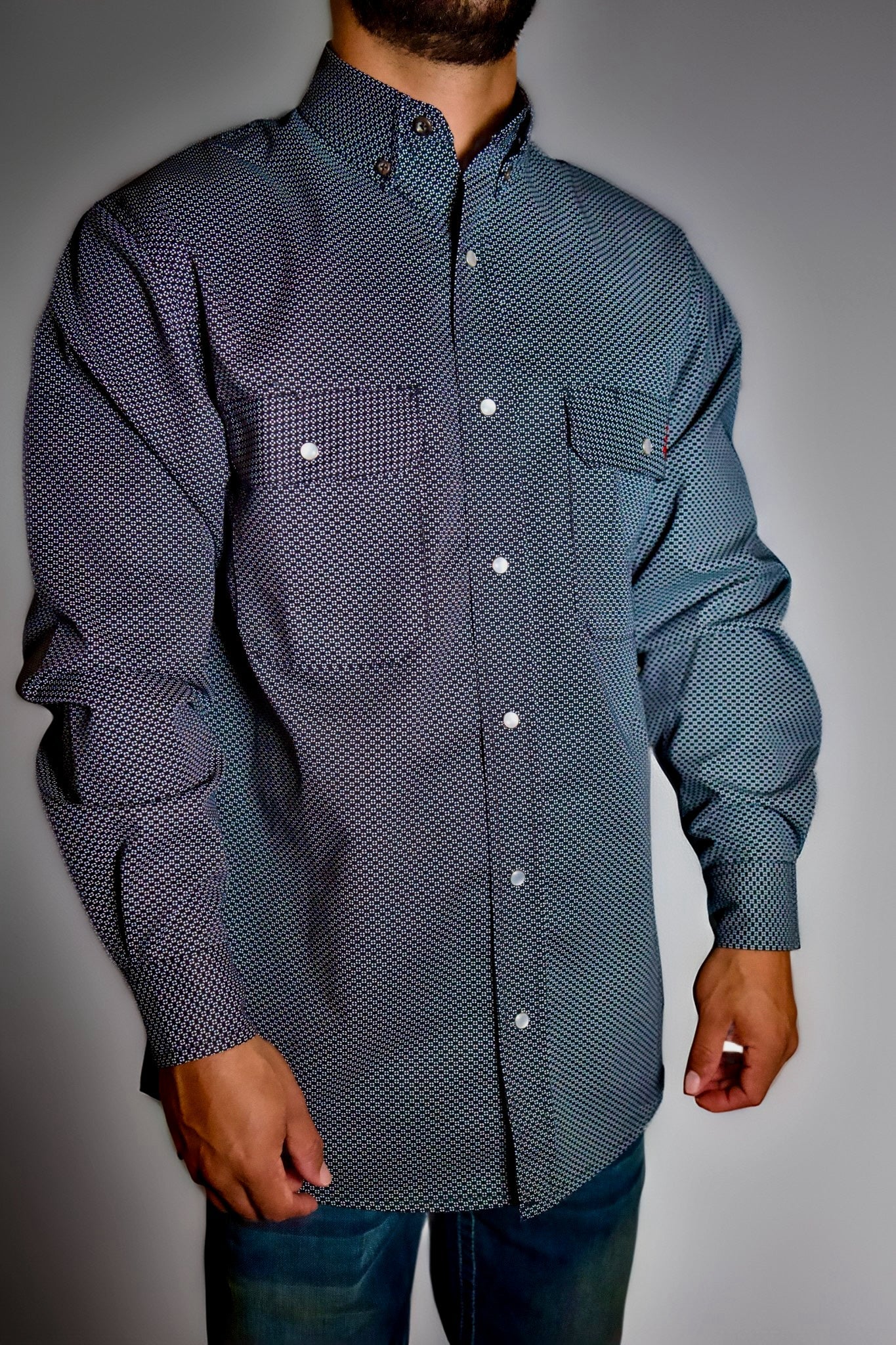 FR Pearl Snap Work Shirt - Shadow Black