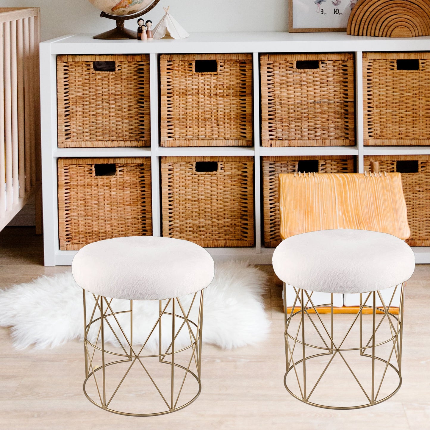 18.5'' Modern Multifunctional Velvet Footrest Ottoman(Set of 2)