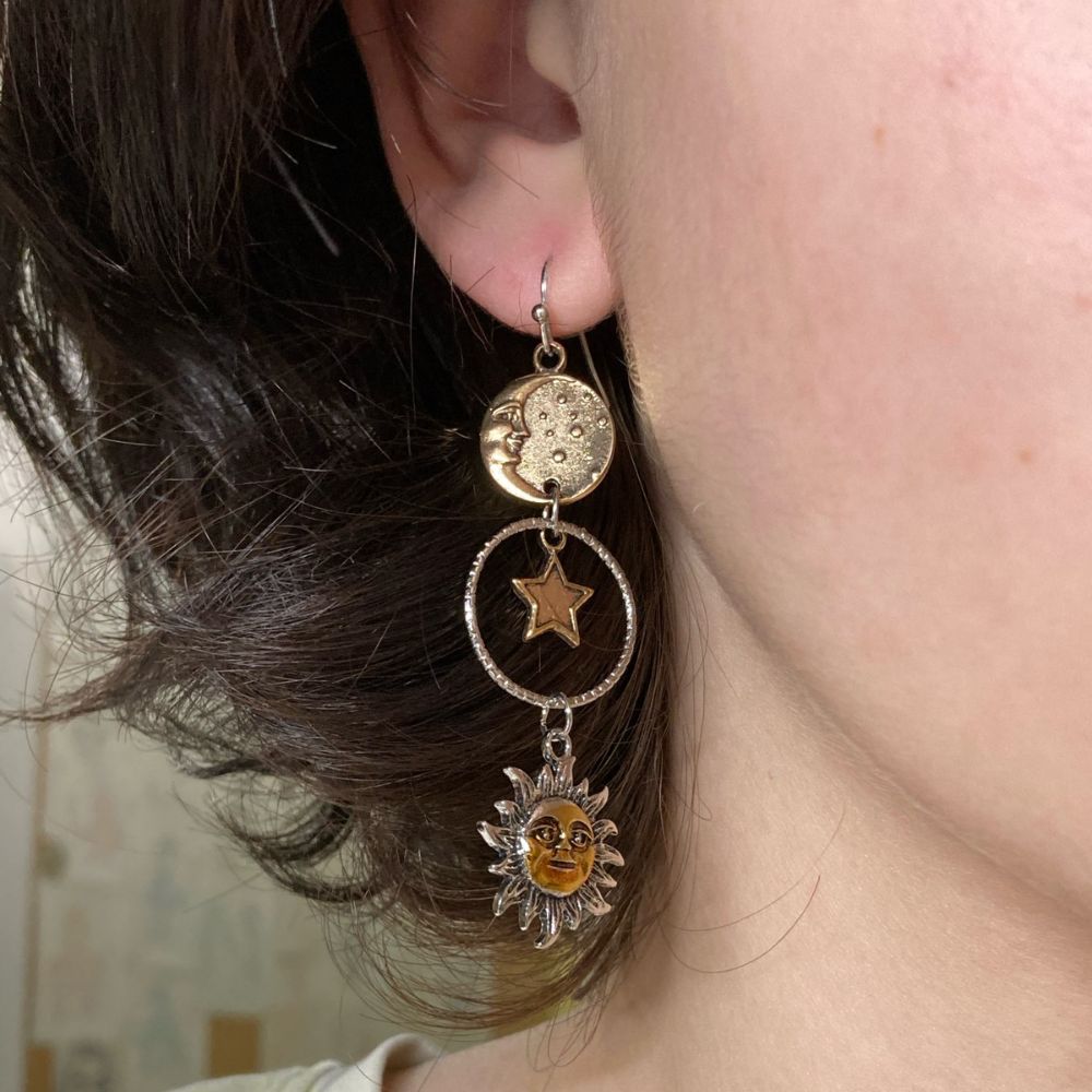 SUN AND MOON EARRINGS (PAIR) - Concordia Style Boutique