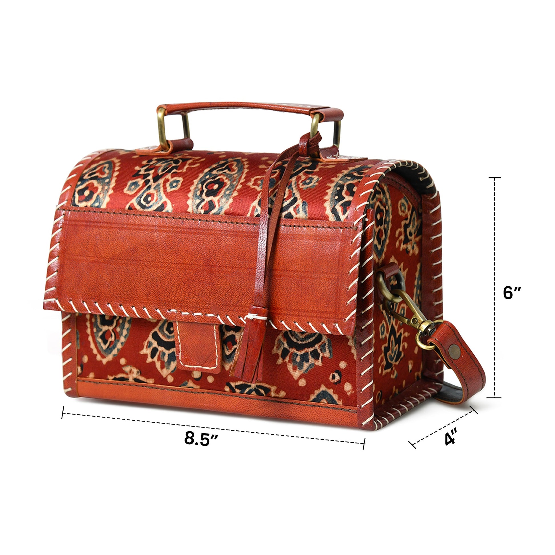 Maroon Mystique Ajrakh Satchel Purse - Concordia Style Boutique