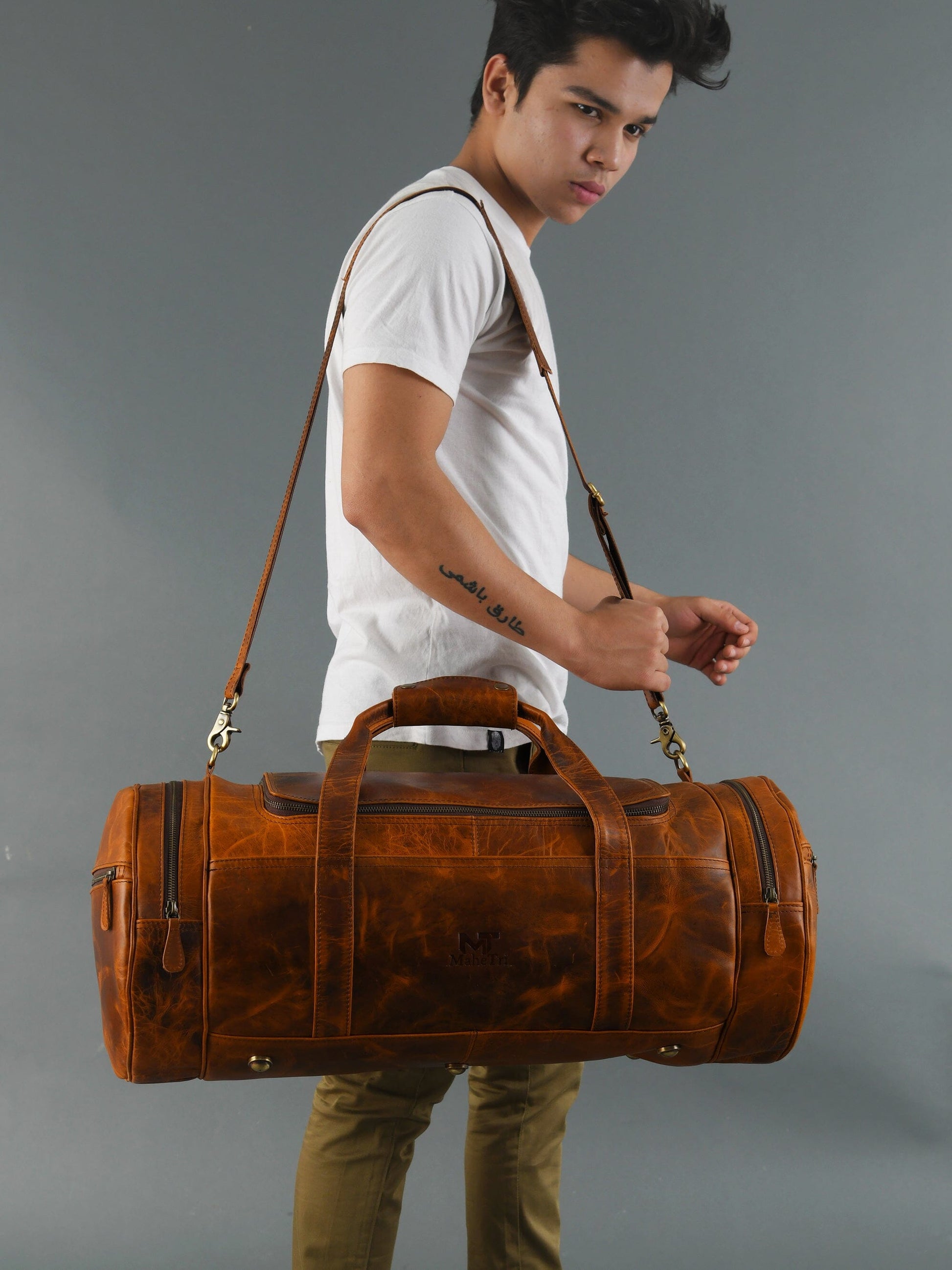 Leather Gym Travel Bag, Round - Concordia Style Boutique