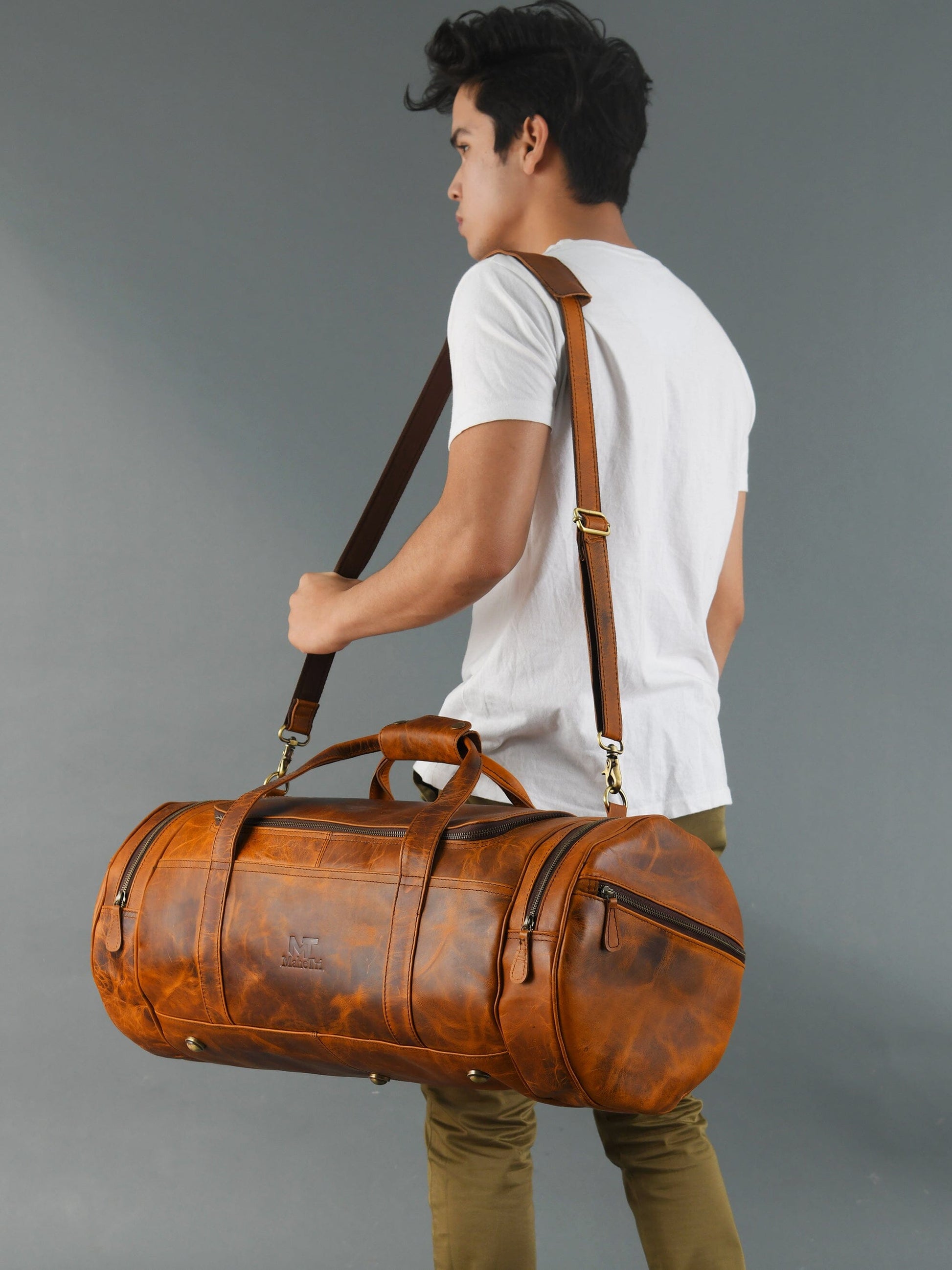 Leather Gym Travel Bag, Round - Concordia Style Boutique