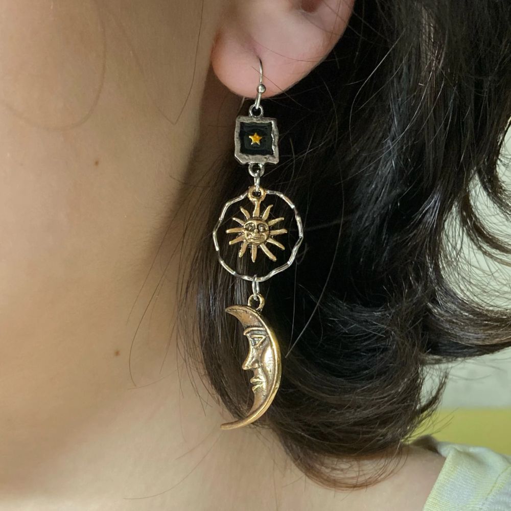 SUN AND MOON EARRINGS (PAIR) - Concordia Style Boutique
