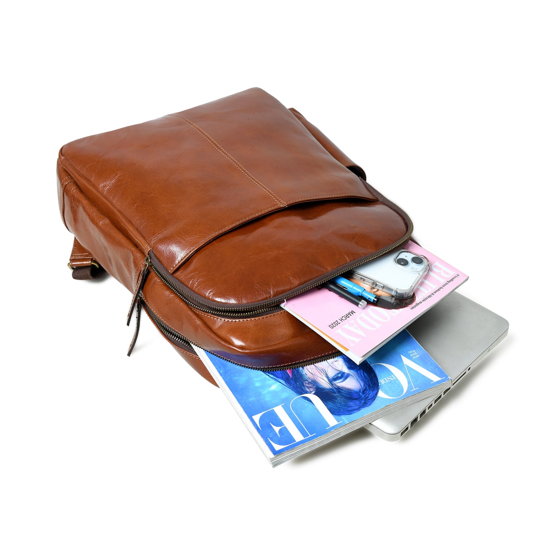 Luxury Italian Leather Backpack, Tan - Concordia Style Boutique