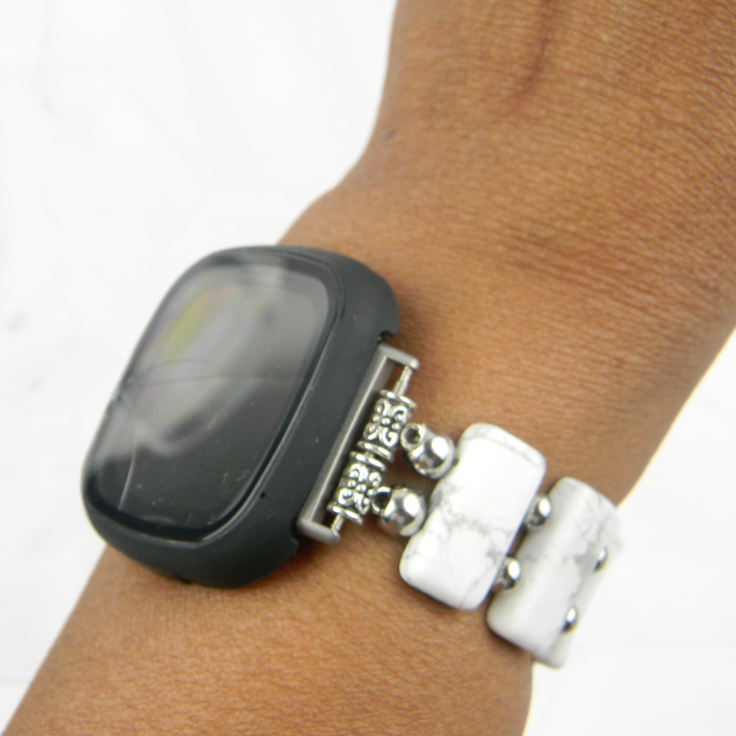 Matte White Howlite Band for Fitbit Versa Smartwatch - Versa 2, Versa 3 & Versa 4