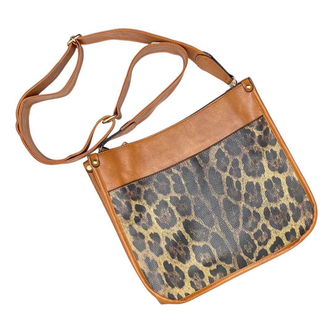 CAMEL LEOPARD FRONT CROSS BODY SHOULDER BAG - Concordia Style Boutique