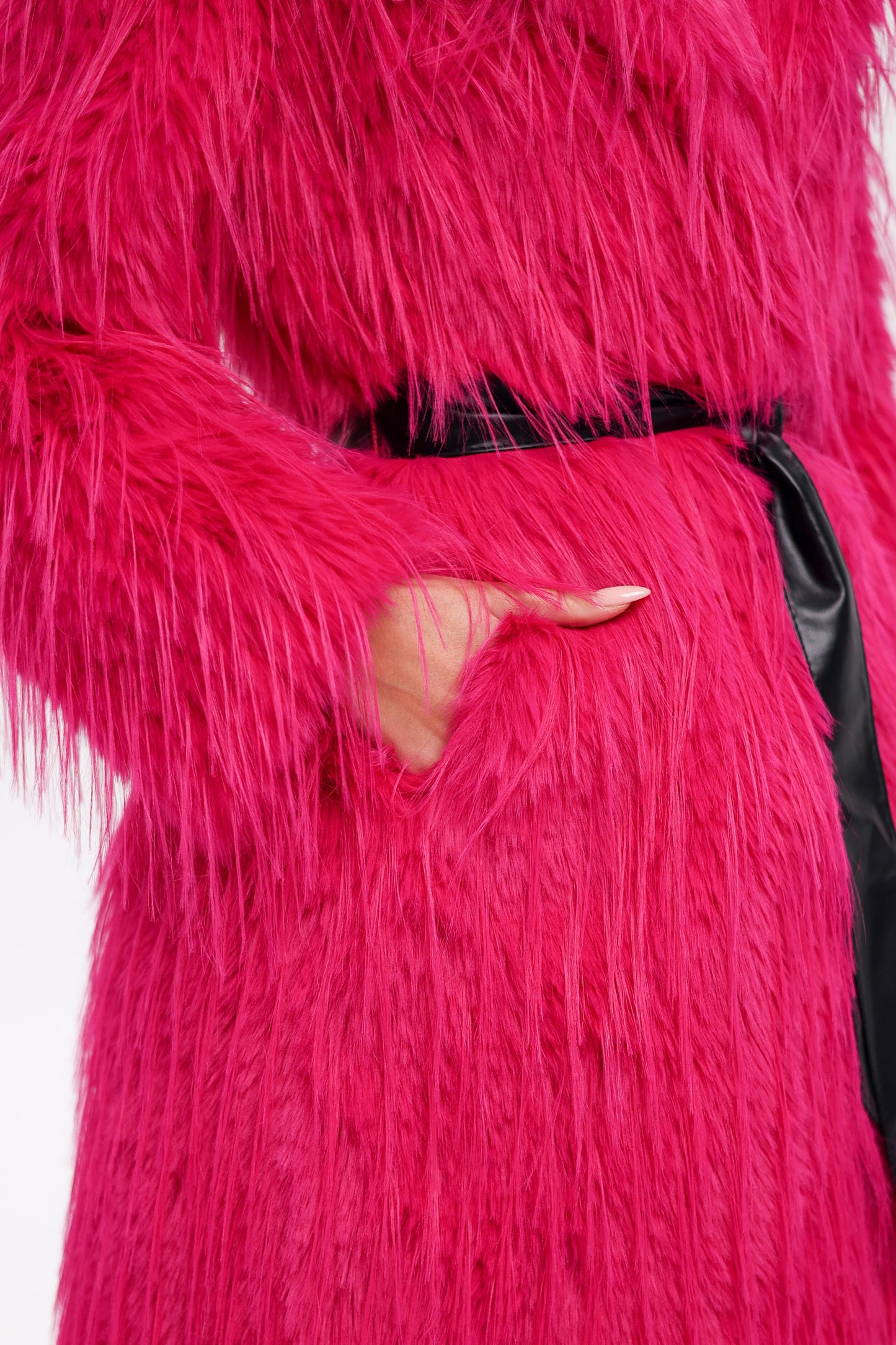 Faux Ostrich Effect Fur Coat