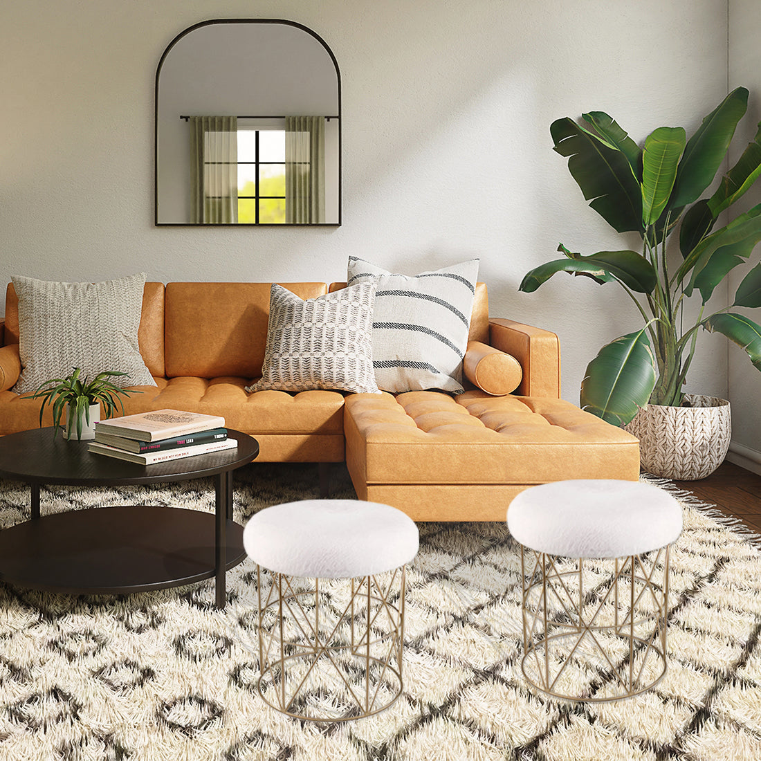 18.5'' Modern Multifunctional Velvet Footrest Ottoman(Set of 2)