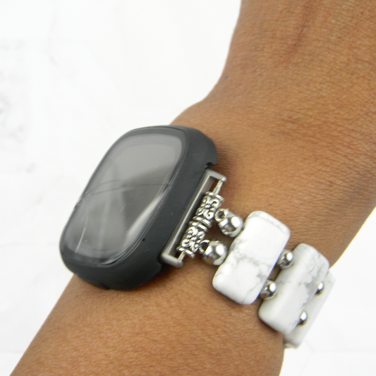 Matte White Howlite Band for Fitbit Versa Smartwatch - Versa 2, Versa 3 & Versa 4