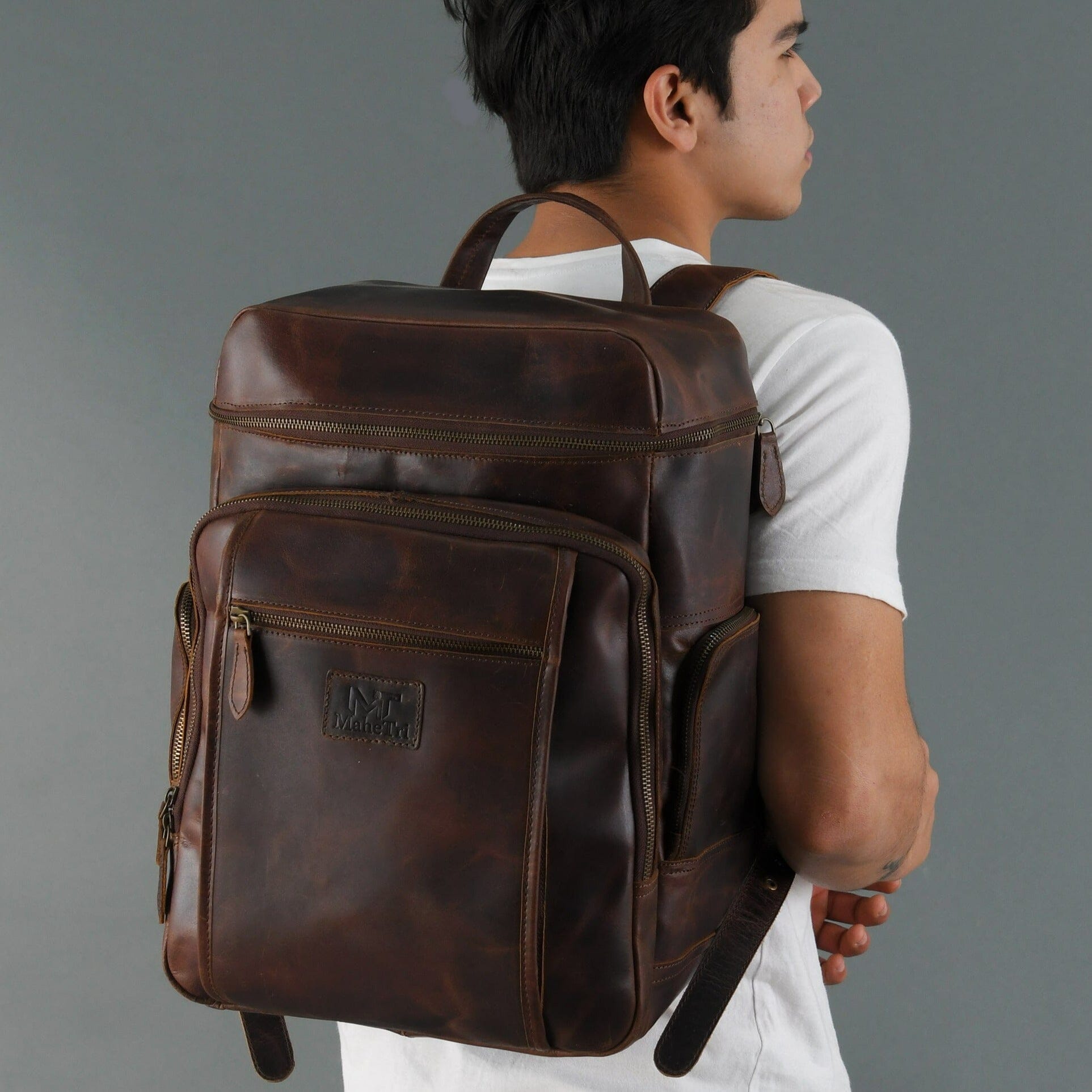 Alpha Brown Buffalo Leather Travel Backpack - Concordia Style Boutique