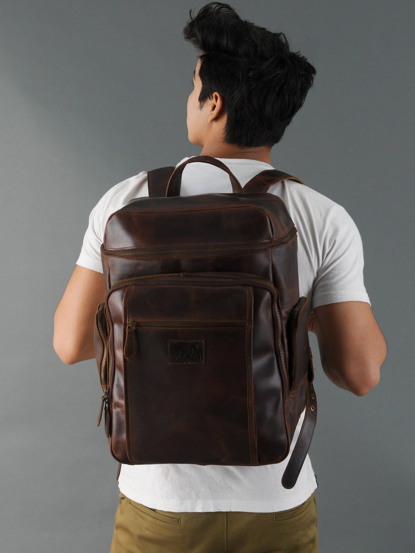 Alpha Brown Buffalo Leather Travel Backpack - Concordia Style Boutique