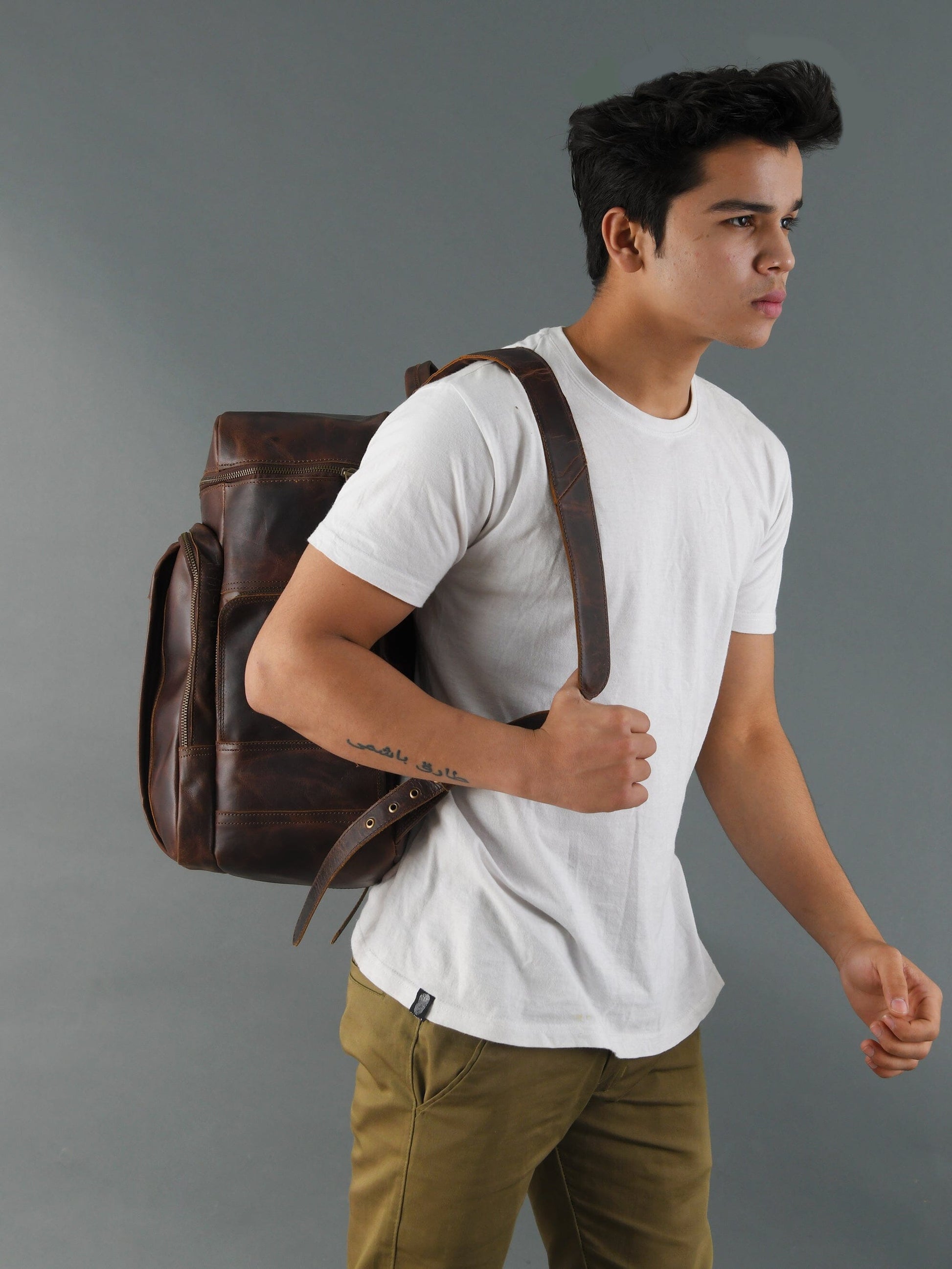 Alpha Brown Buffalo Leather Travel Backpack - Concordia Style Boutique