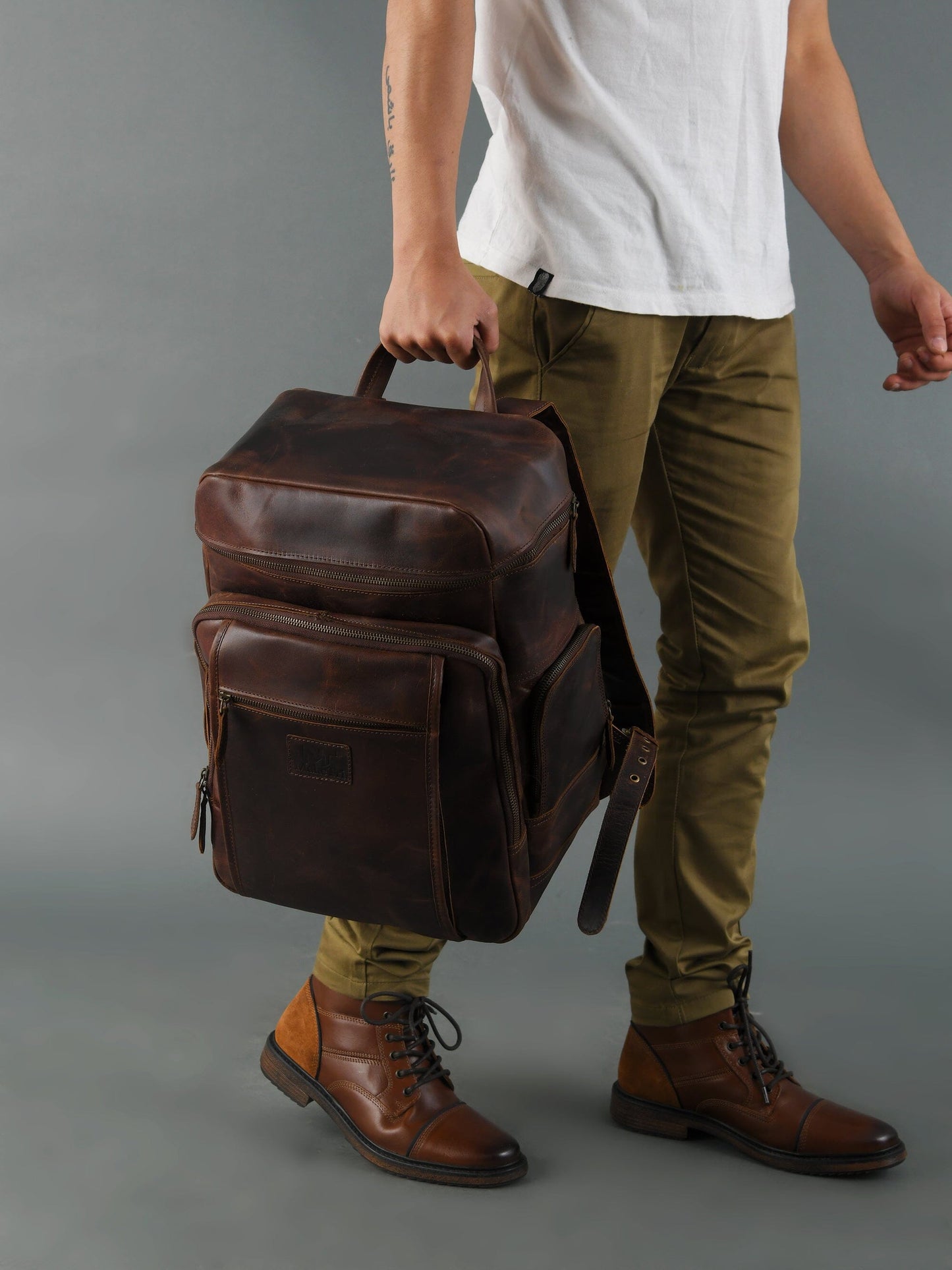 Alpha Brown Buffalo Leather Travel Backpack - Concordia Style Boutique