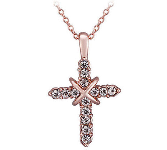 Studded Jesus Cross Necklace Clavicle Chain - Premium necklace from Concordia Style Boutique - Just $13.44! Shop now at Concordia Style Boutique