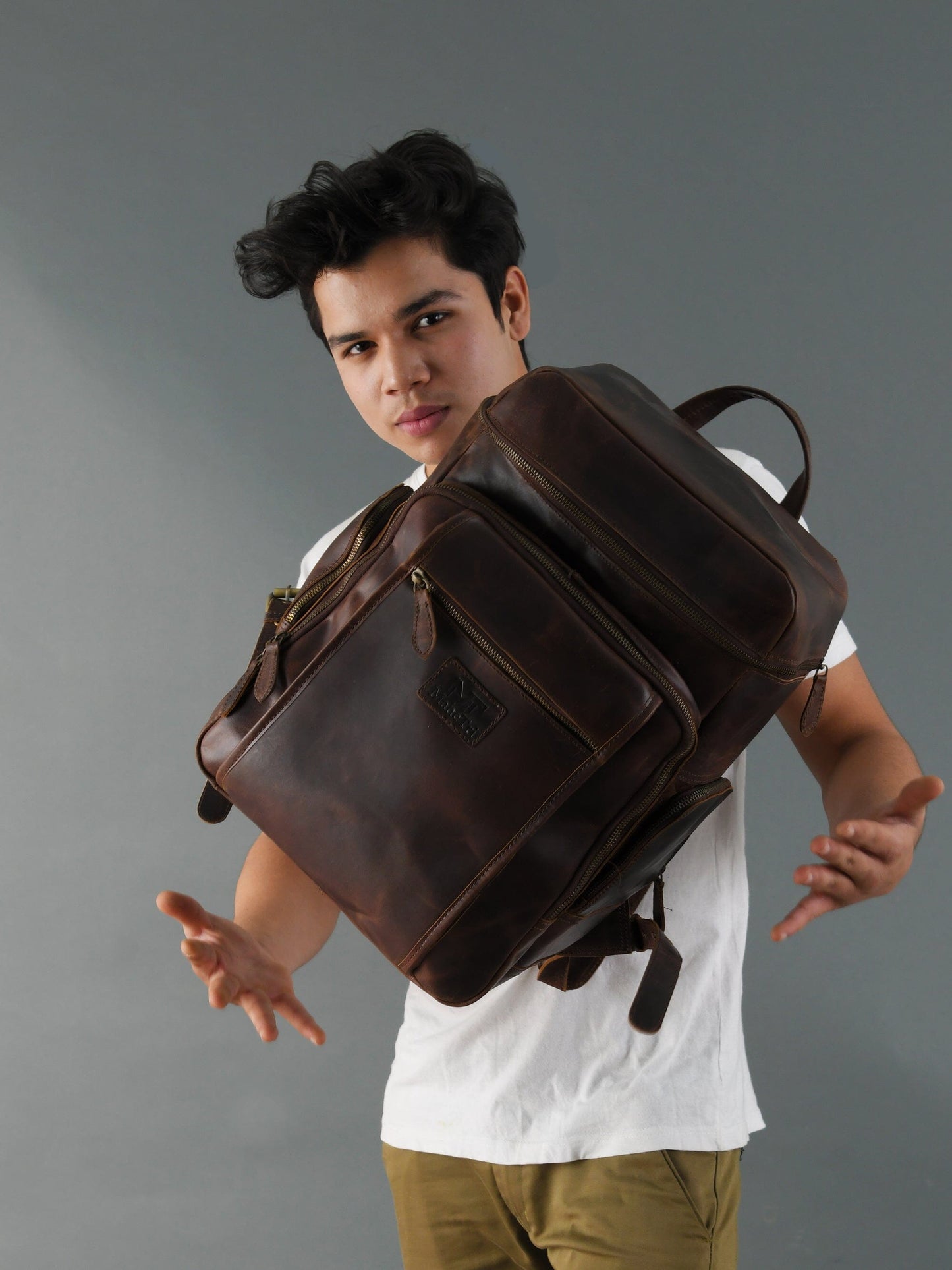 Alpha Brown Buffalo Leather Travel Backpack - Concordia Style Boutique