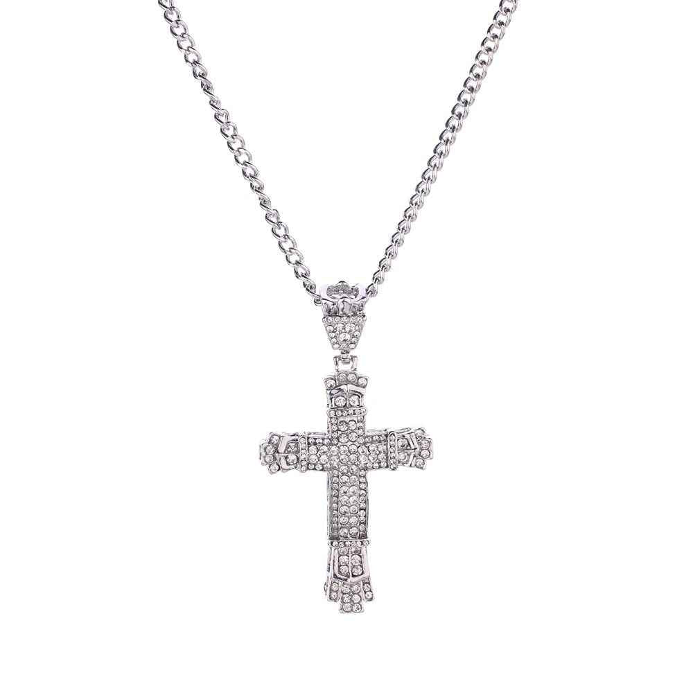 Iced Out Cross Necklace for Men - Sparkling Iced Out Men's Cross Pendant