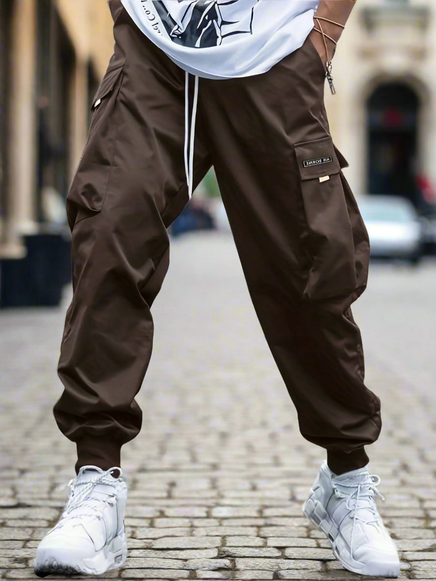Men’s Multi‑Pocket Drawstring Cargo Pants