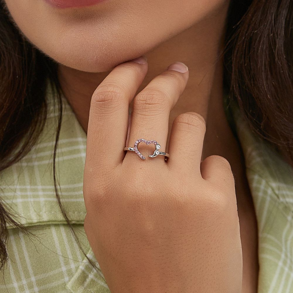 PINK HEART SEMICOLON RING - Concordia Style Boutique
