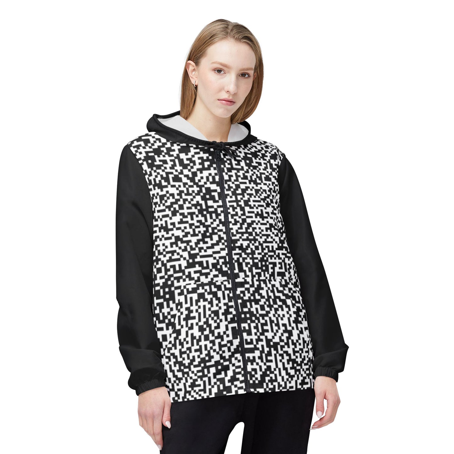 Windbreaker Jacket - "QR Code" - Premium Outerwear from Concordia Style Boutique - Just $108.18! Shop now at Concordia Style Boutique