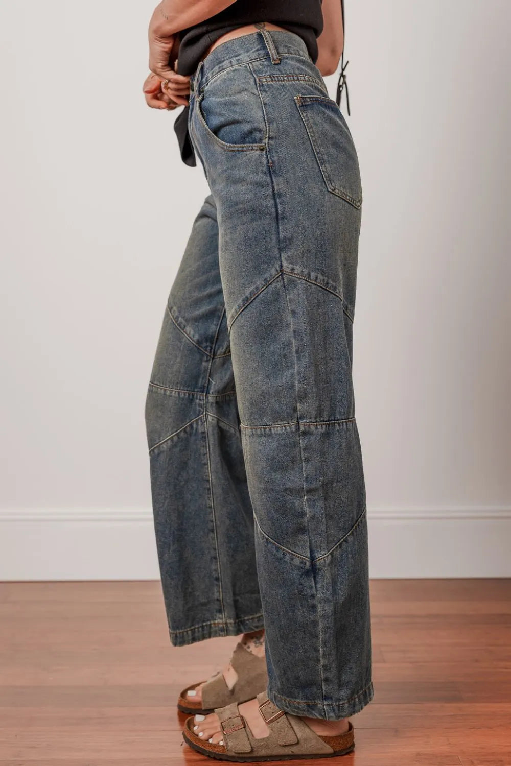 Exposed Stitching Loose Straight High Waist Jeans - Concordia Style Boutique