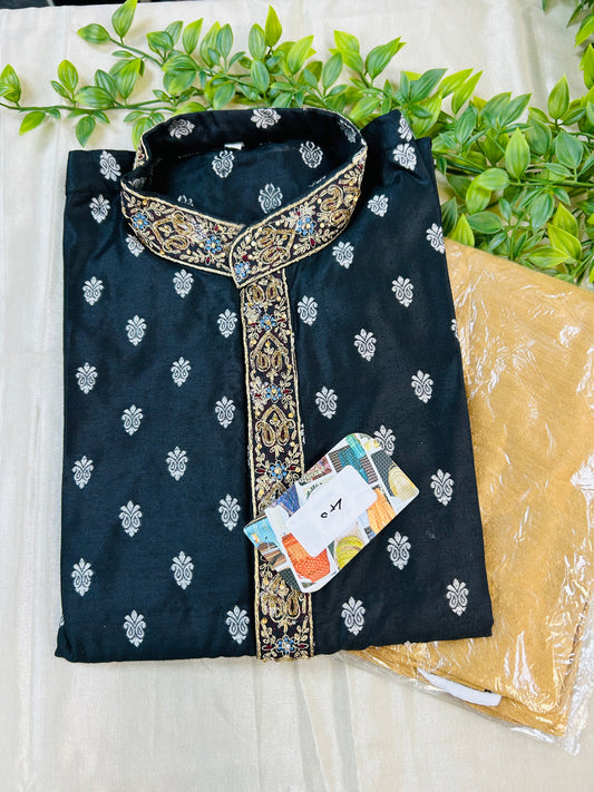 Black silk kurta set