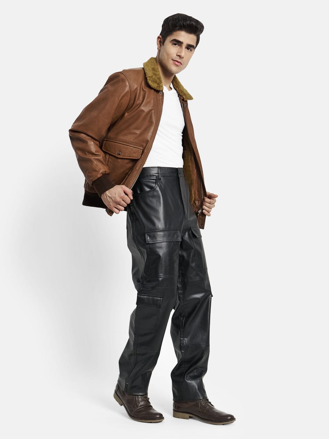 Brown Bomber Leather Jacket - Concordia Style Boutique