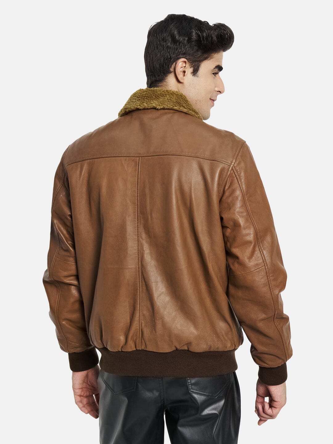Brown Bomber Leather Jacket - Concordia Style Boutique