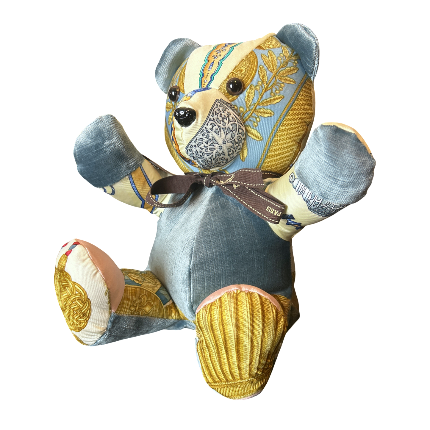 Qu’Importe le Flacon Vintage Silk Scarf Patchwork Teddy Bear
