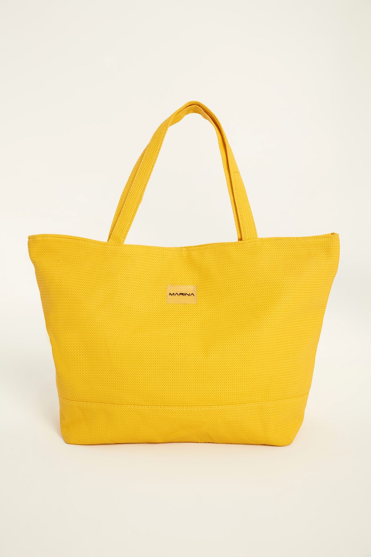 Yellow Faux Leather Beach Bag with Zipper CA2502-3
