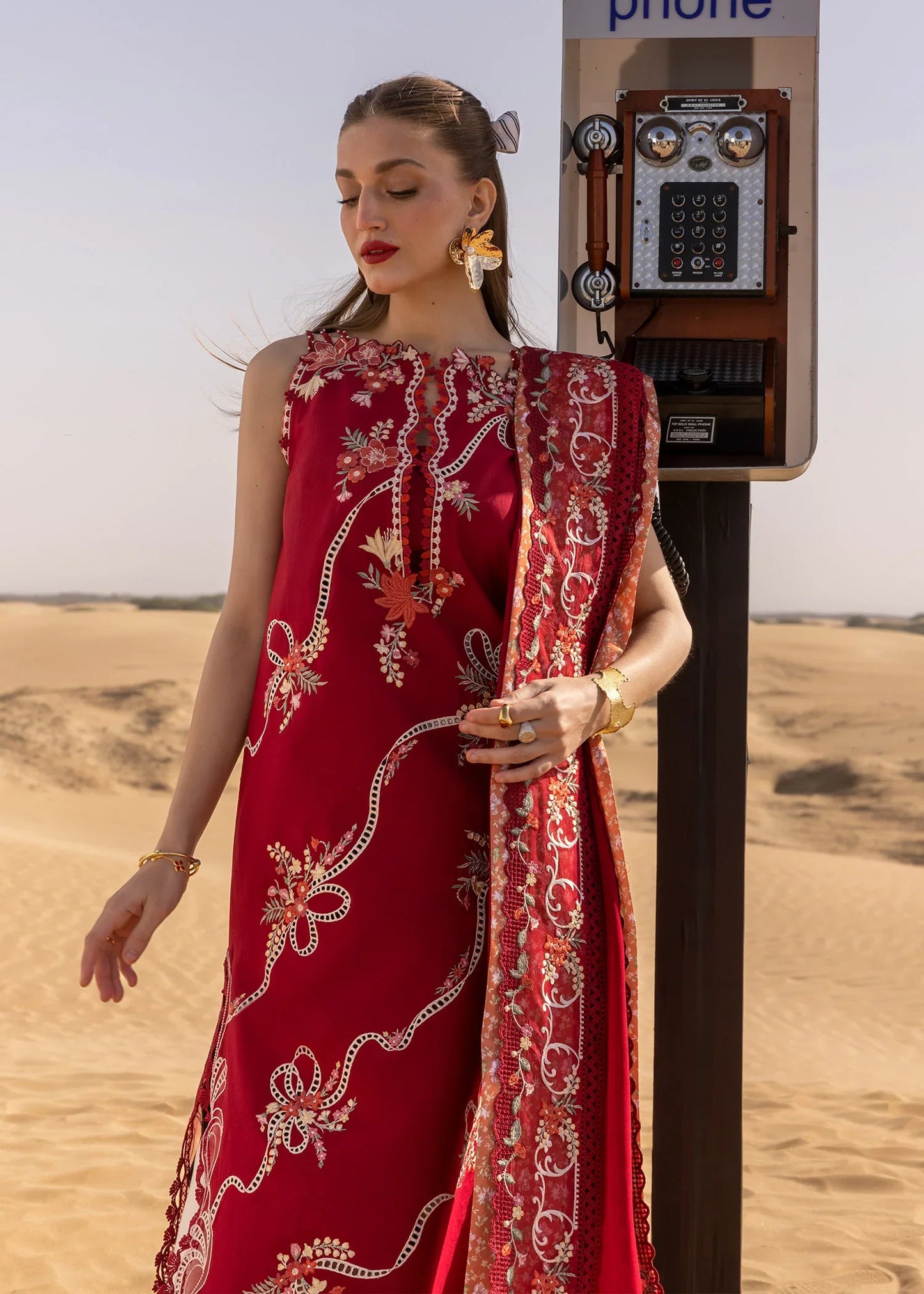 Crimson - D8 B Cherry Red  03 Piece Lawn