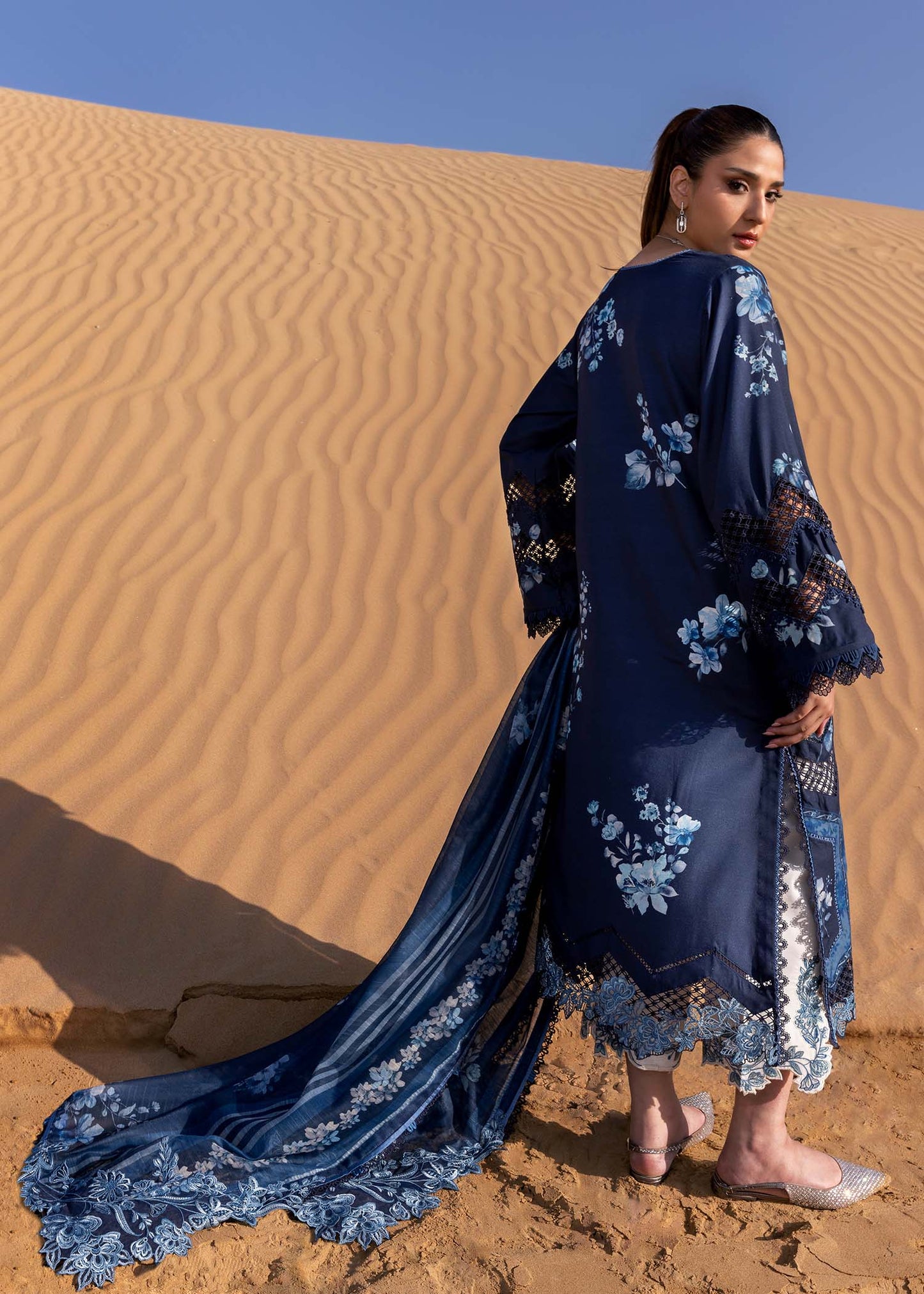 Crimson - D1 B Moonlight Blue 03 Piece Lawn