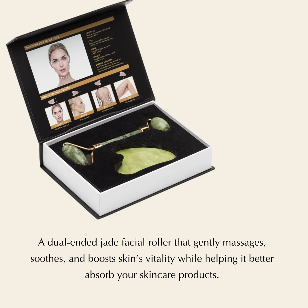 Natural Jade Roller and Gua Sha - Puffiness Reduction - Concordia Style Boutique