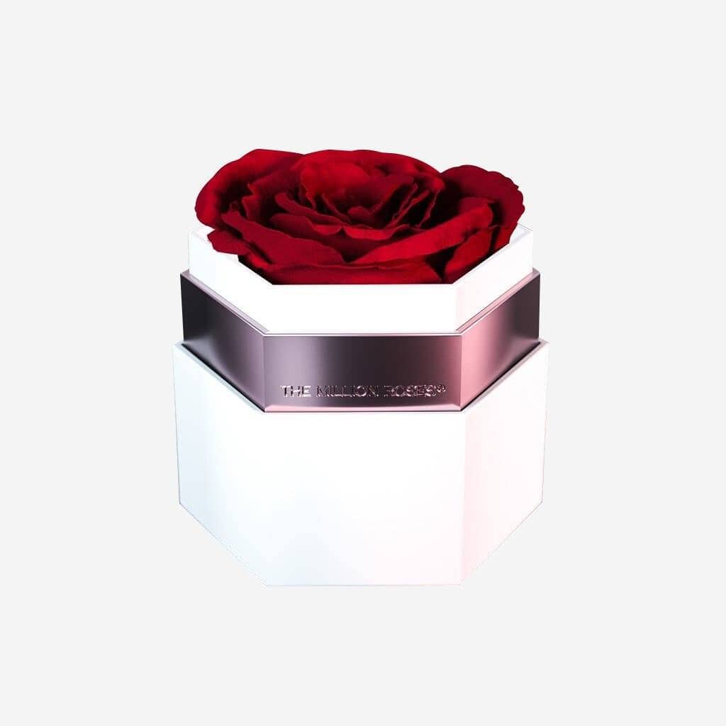One in a Million™ White Hexagon Box | Red Rose
