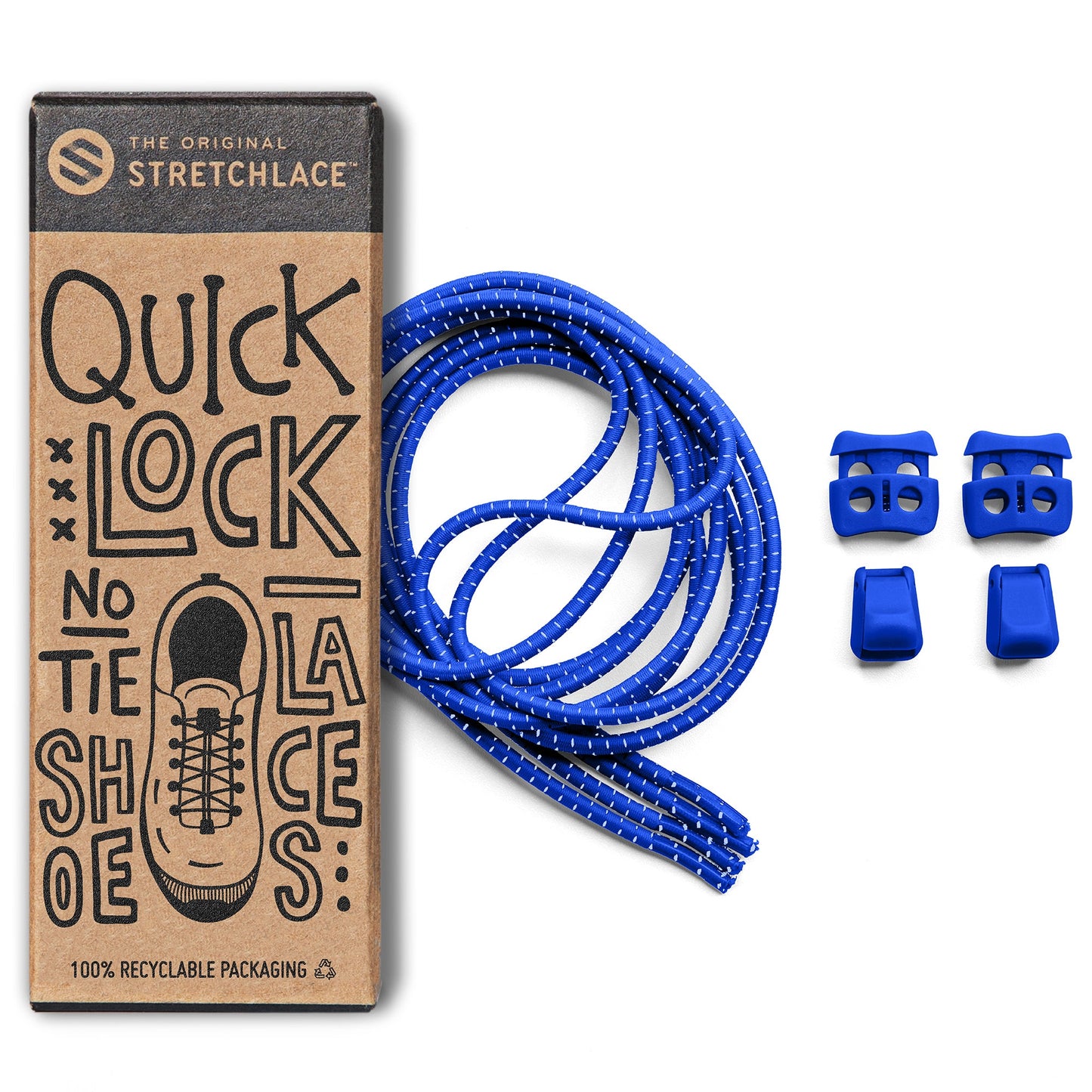 White Quick Lock No Tie Elastic Shoelaces