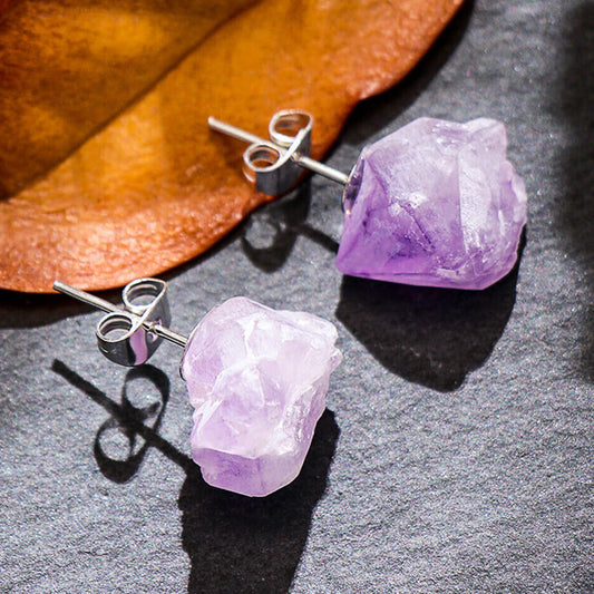 RAW AMETHYST EARRINGS (PAIR) - Concordia Style Boutique