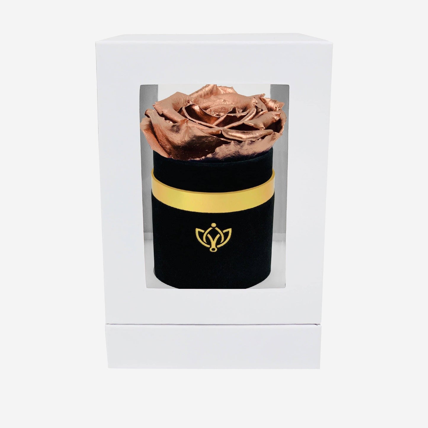 Single Black Suede Box | Rose Gold Rose