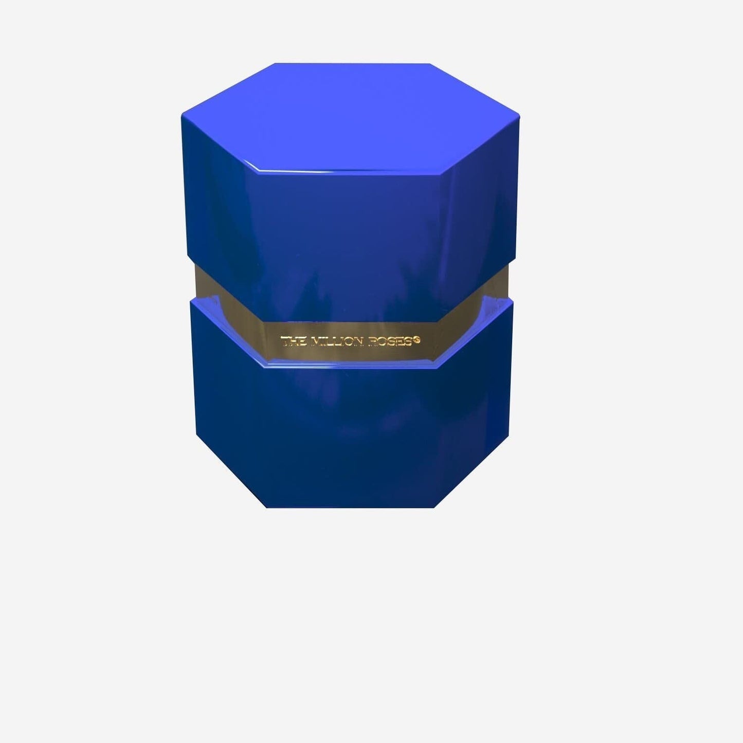 One in a Million™ Mirror Blue Hexagon Box | Peach & Gold Roses