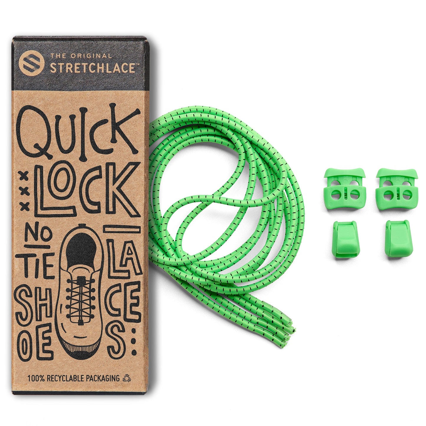 White Quick Lock No Tie Elastic Shoelaces